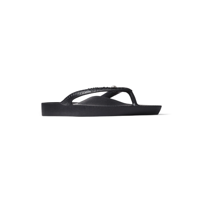 Archies High Arch Support Thongs Black Crystal | Thong On