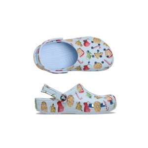 Kids cookies Crocs Blue frost clogs kids Themed Crocs for children Cookie print kids shoes Frosty blue Crocs kids